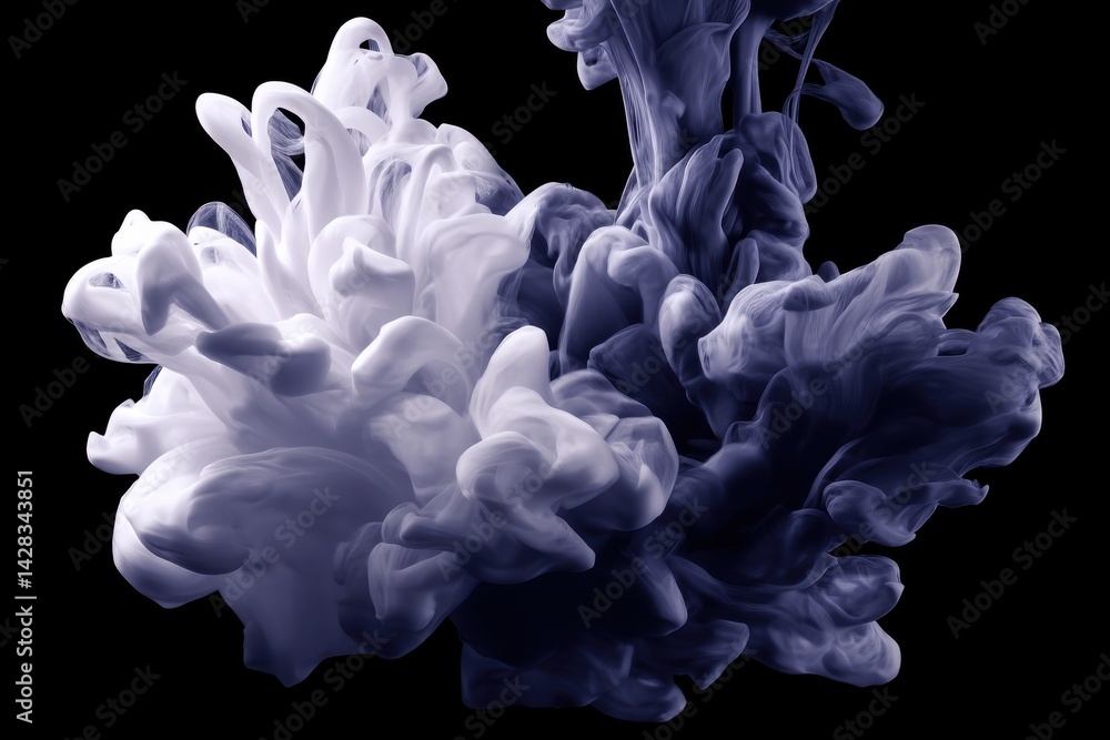 Poster abstract image of colorful acrylic ink in water, creating swirling patterns and fluid motion against