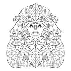 Intricate Mandrill Coloring Page