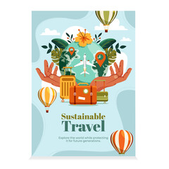 Sustainable travel Hand Drawn Flat Poster
