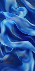 Obraz premium Bright blue smooth waves of fabric, abstract background.