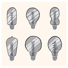 Naklejka premium Light Bulb Sketch Illustration Collection