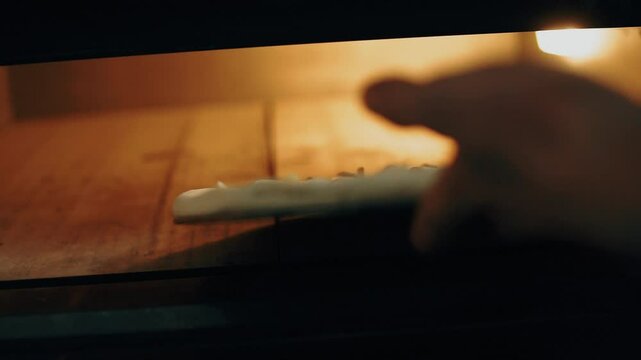 pizza in the oven
