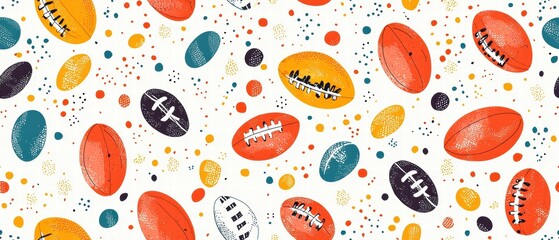 Captivating football pattern showcasing various styles of balls in a fun and energetic display