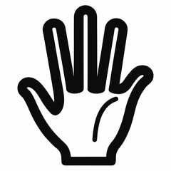 Hand palm line black icon on white background.