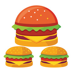 American hamburgers set shilhotee vector isolated on white background