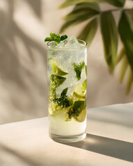 Crisp mojito cocktail with mint and lime