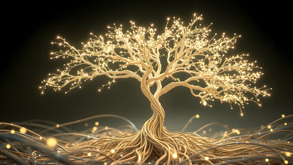 Majestic Glowing Abstract Tree Digital Art