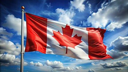 Canadian Flag Wind Generative AI Art: Majestic Maple Leaf Flutter