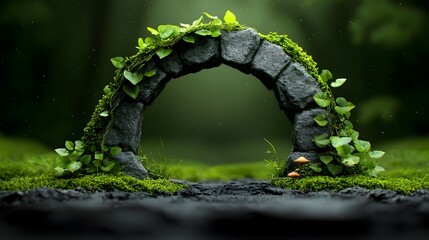 Fototapeta premium Enchanting stone archway enveloped in verdant foliage