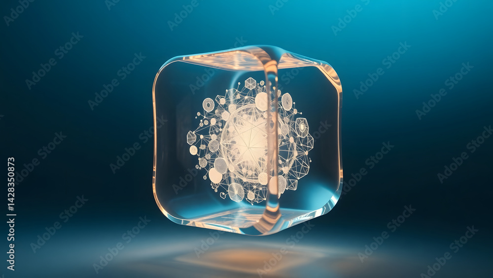 Aufkleber mesmerizing intricate abstract cube 3d digital art