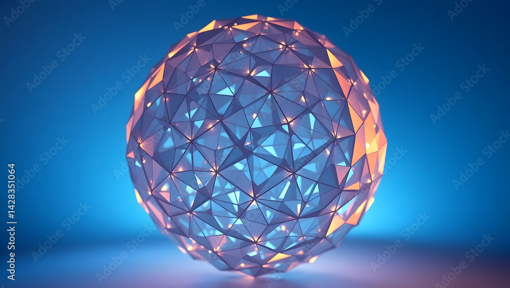 Poster mesmerizing intricate polygonal sphere abstract 3d art