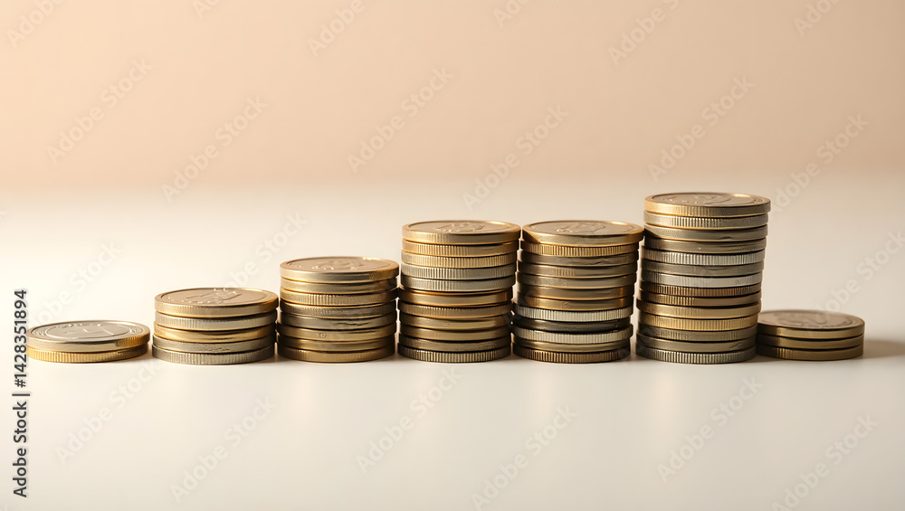Poster mesmerizing stack of coins a visual representation of growth and wealth