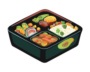 Bento Box Vegetables Menu - Vector Illustration