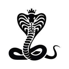 Fototapeta premium Royal King Cobra Snake Silhouette with Crown Vector Illustration on White Background 