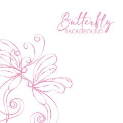 Elegant Pink Butterfly Line Art Background for Design