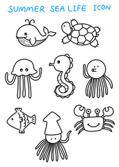 여름 바다 생물 라인드로잉 색칠 공부(summer sea life line drawing coloring)
