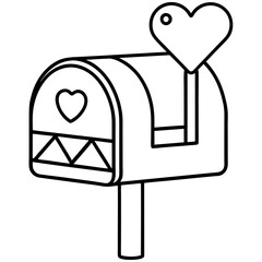 Romantic Mailbox Outline with Heart Flag