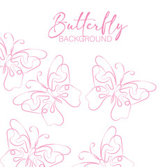 Elegant Pink Butterfly Line Art Background Design