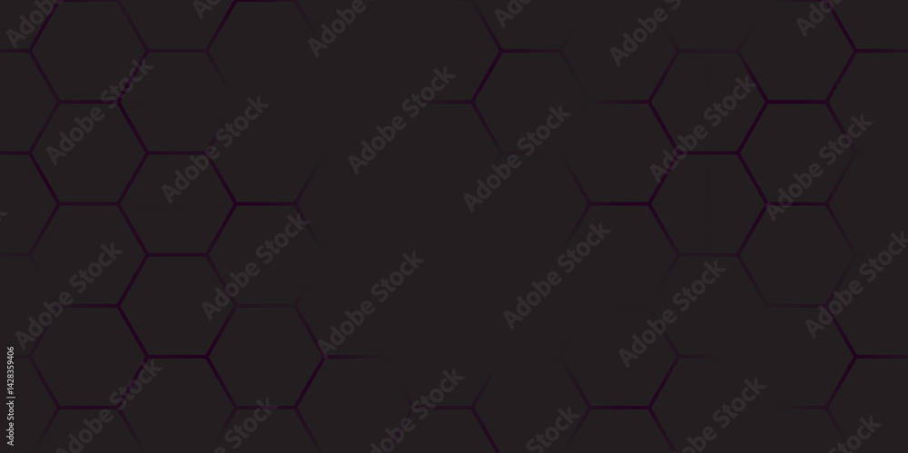 Poster abstract black hexagon line in grey modern luxury futuristic background design. hexagon background d