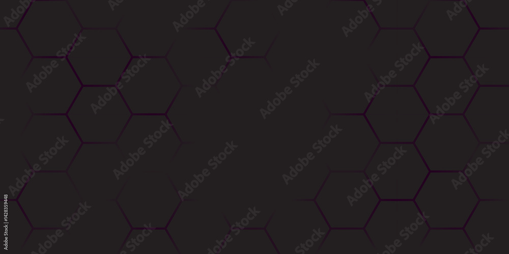 Poster abstract black hexagon line in grey modern luxury futuristic background design. hexagon background d