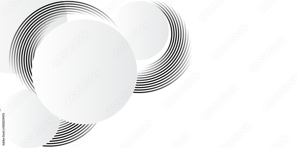 Poster abstract white background with circle rings. digital future technology concept. abstract background 