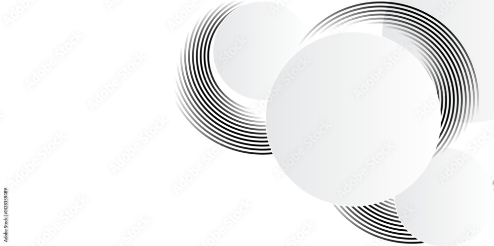 Poster abstract white background with circle rings. digital future technology concept. abstract background 