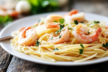 Shrimp scampi pasta dish (1)