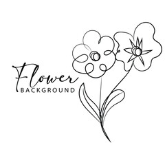 Elegant Minimalist Line Art Flower Background Illustration