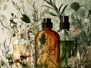 Decorative Perfume Bottles with Botanical Shadows