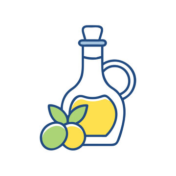recommend clip art: Olive oil bottle icon with blue outline and yellow fill