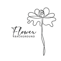 Elegant Single Line Flower Drawing Minimalist Botanical Background