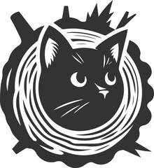 Cat peeking silhouette vector