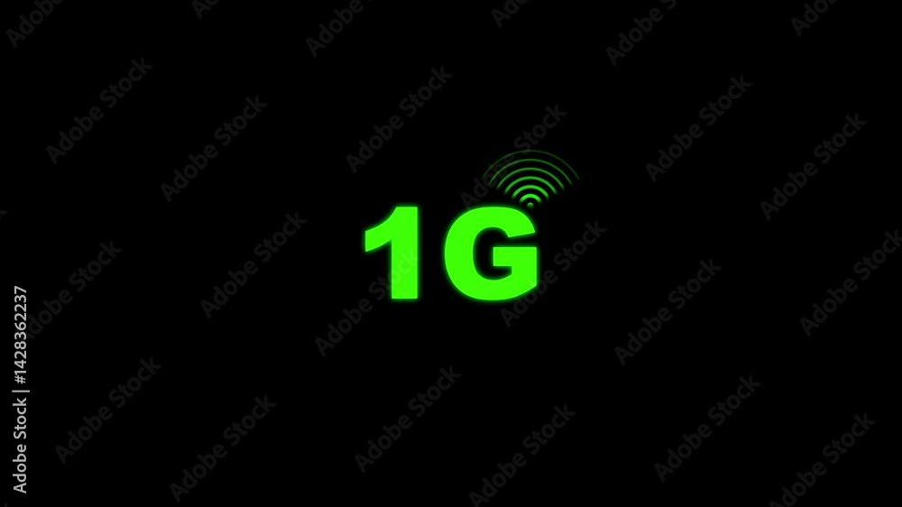 Poster the animated 1g network icon design in flat icon. technology concept icon. 1g network animation on b