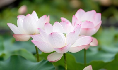 Many lotus flowers with Lotus leaves 