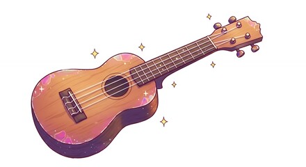 Obraz premium Charming ukulele illustration colorful design artistic music visuals
