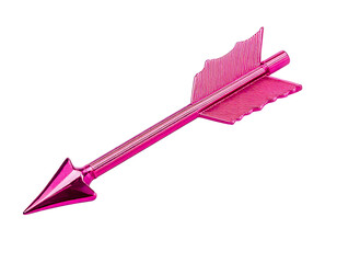 Vibrant pink metallic arrow isolated on white.  Perfect for Valentines Day, love, target marketing, or aimdirection concepts.  Stylish and modern design, ideal for websites, blogs, and social media.