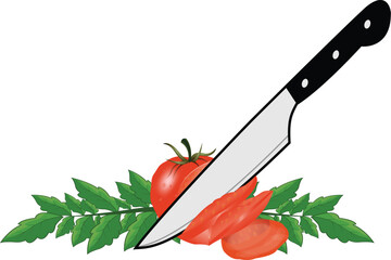 knife cuts a tomato on a cutting board isometric icon cooking concept in adobe stoke