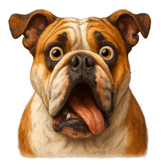 Fototapeta premium Surprised Cartoon Bulldog Dog with Tongue Out and Expressive Face
