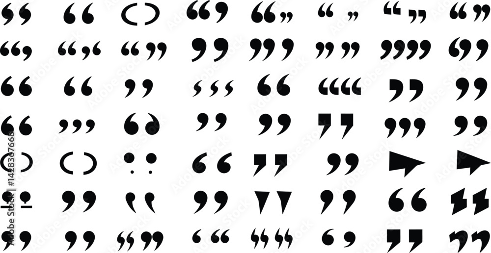 Poster vector quotation marks punctuation symbols collection for speech bubble and typography design elemen