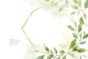 Elegant frame with watercolor leaves