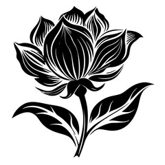 Stylized Floral Artichoke Vector Illustration - Black and White Botanical Design