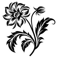 Black Floral Bouquet Tattoo Vector Design