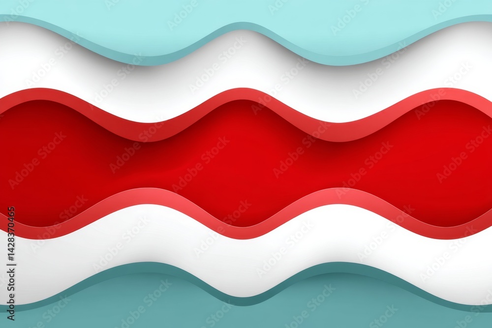 Aufkleber flat flag wave design with three horizontal red white and blue bands in modern minimalist style