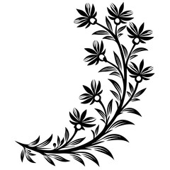 Black Floral Vine Tattoo Vector Design