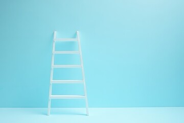White ladder against light blue wall