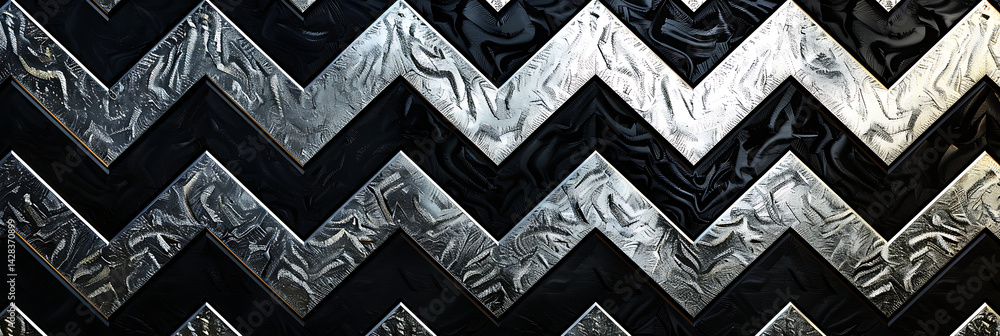 Poster abstract background texture featuring a metallic chevron or zigzag pattern in contrasting brushed si