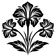 Black Iris Flower Tattoo Vector Design