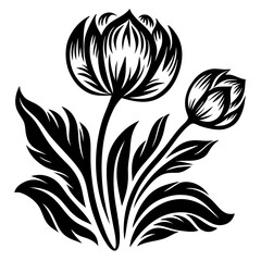 Stylized Floral Artichoke Vector Illustration - Black and White Botanical Design