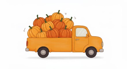 Pumpkin truck harvest illustration design