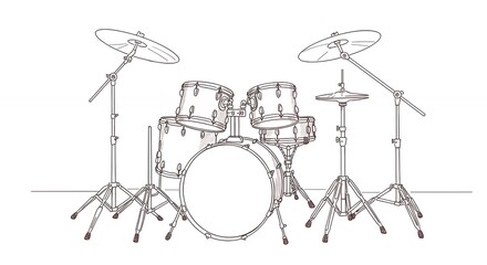 Simple line drawing of a drum set